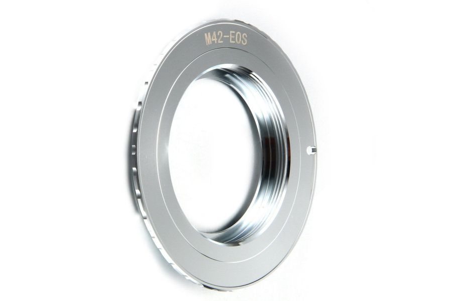 Переходник М42 - Canon EOS серебряный с чипом