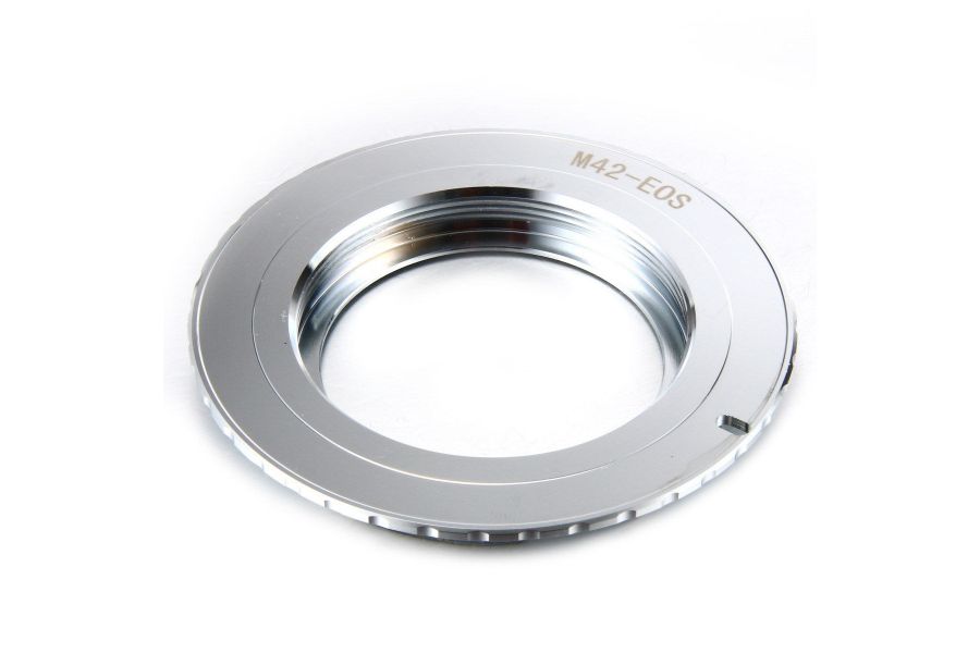 Переходник М42 - Canon EOS серебряный с чипом
