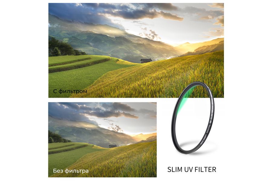 Светофильтр K&F Concept MC-UV Slim Green Multi-coated 55mm
