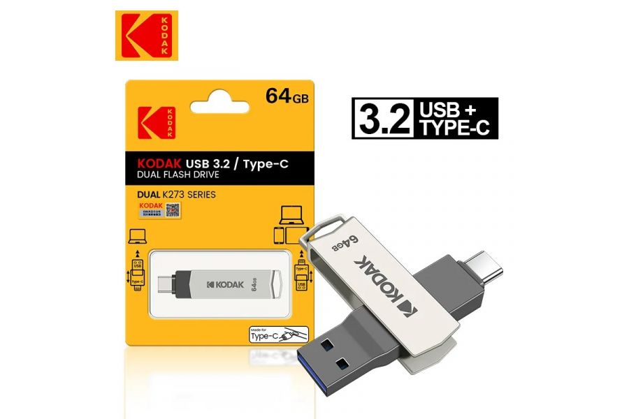 Флеш накопитель KODAK K273 Type-C + USB 3.2 (64 ГБ)