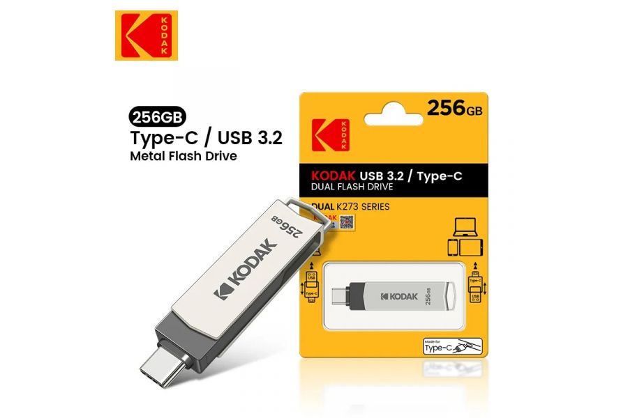Флеш накопитель KODAK K273 Type-C + USB 3.2 (256 ГБ)