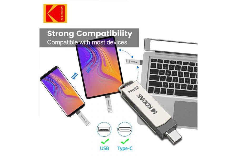 Флеш накопитель KODAK K273 Type-C + USB 3.2 (256 ГБ)