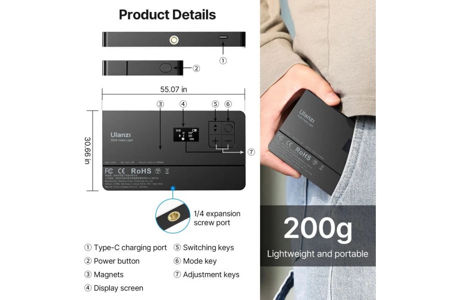 Осветитель мощный Ulanzi LT002 10 Вт 2500-9000 К