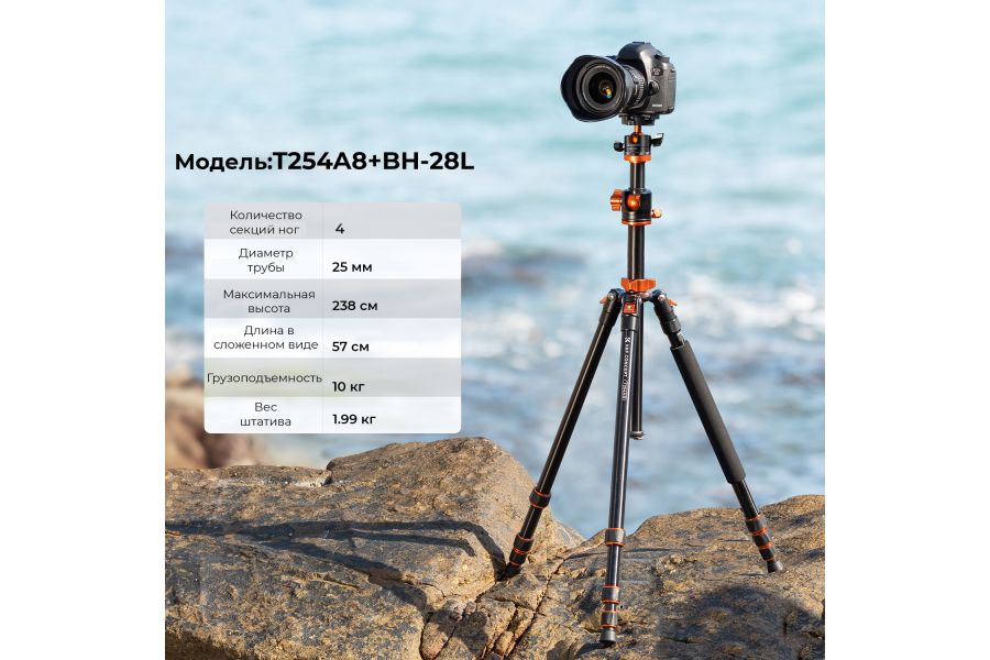 Штатив K&F Concept T254A8 + BH-28L KF09.086V2