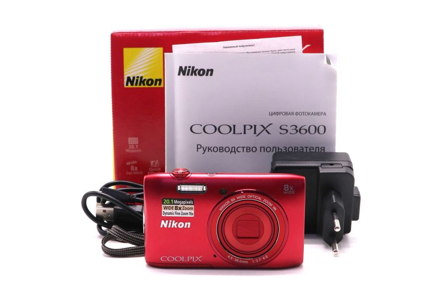 Фотоаппарат Nikon Coolpix S3600 в упаковке