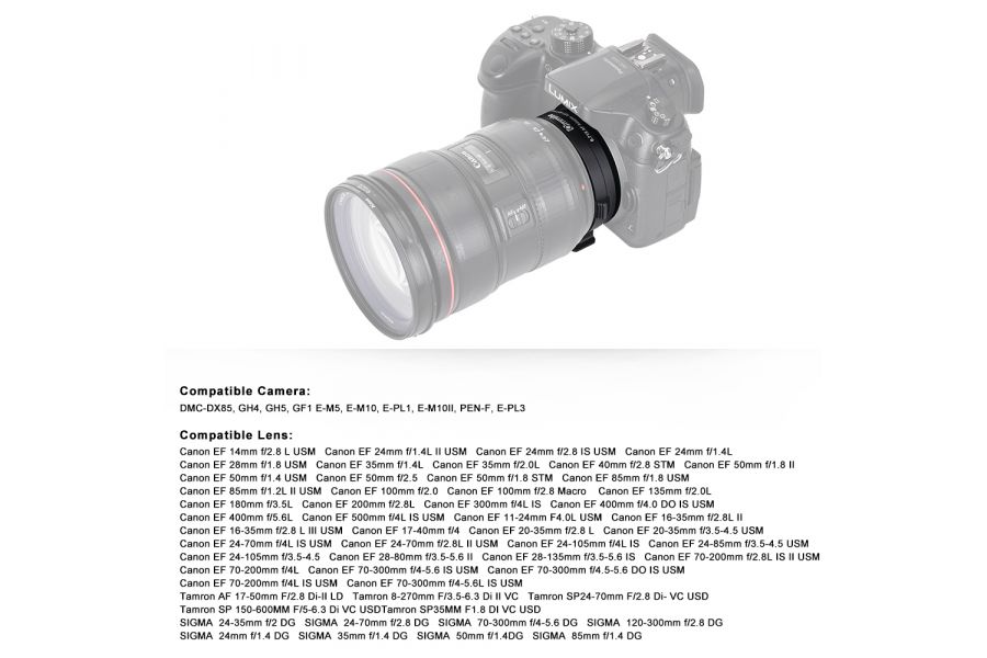 Переходное кольцо Commlite CM-AEF-MFT автофокусное, для объектива