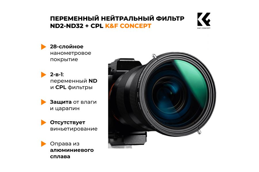Светофильтр K&F Concept Nano-X CPL + ND2-ND32 67 мм