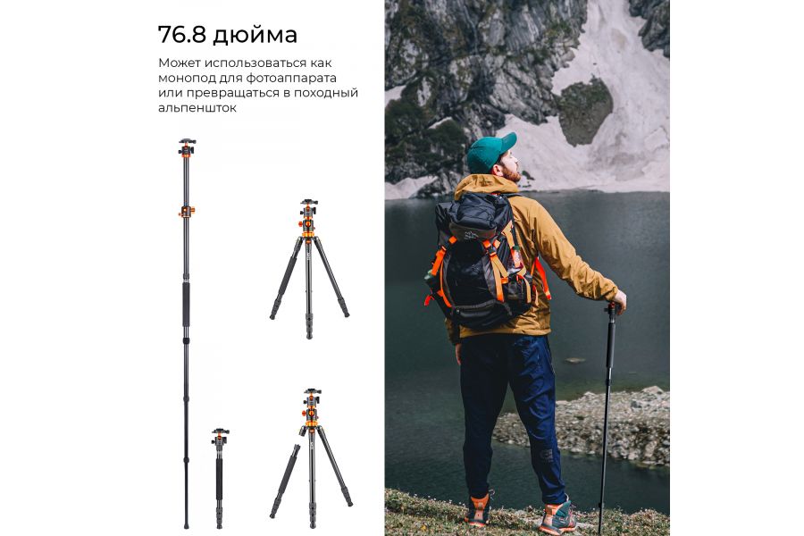 Штатив K&F Concept T254A4 + BH-28L KF09.090V1