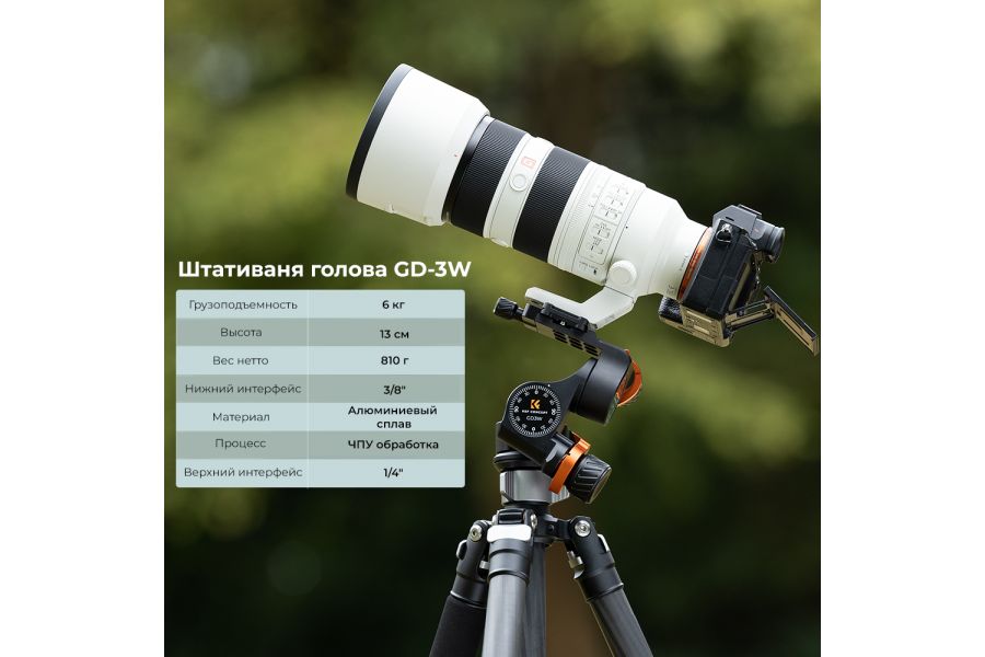 Штативная голова K&F Concept GD-3W Gear KF31.047