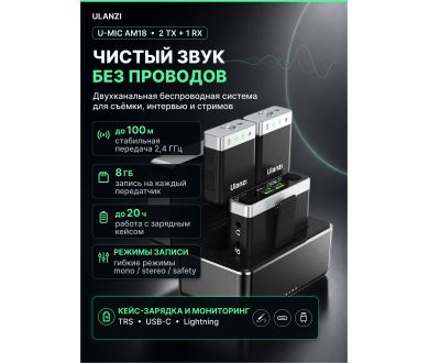Микрофон Ulanzi U-Mic AM18 Компактный и надежный