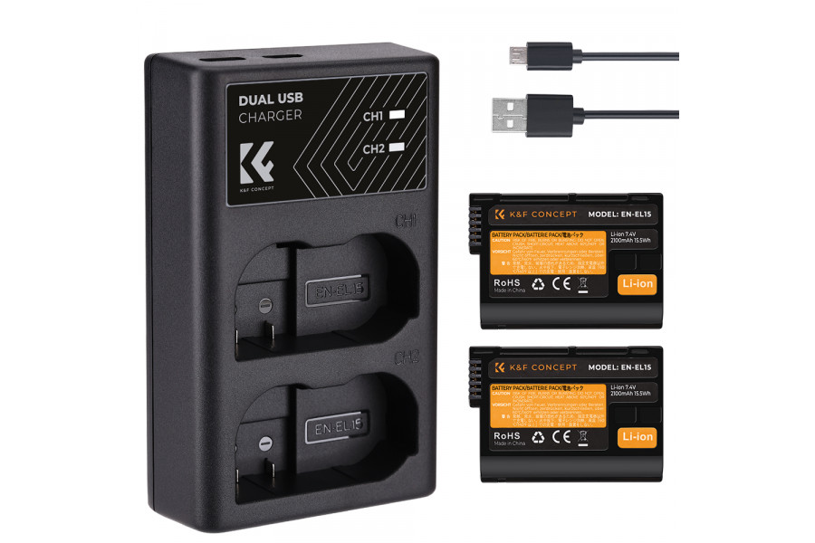 Зарядка и два аккумулятора EN-EL15 K&F Concept