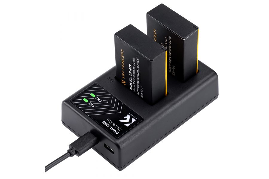 Зарядка и два аккумулятора LP-E17 K&F Concept