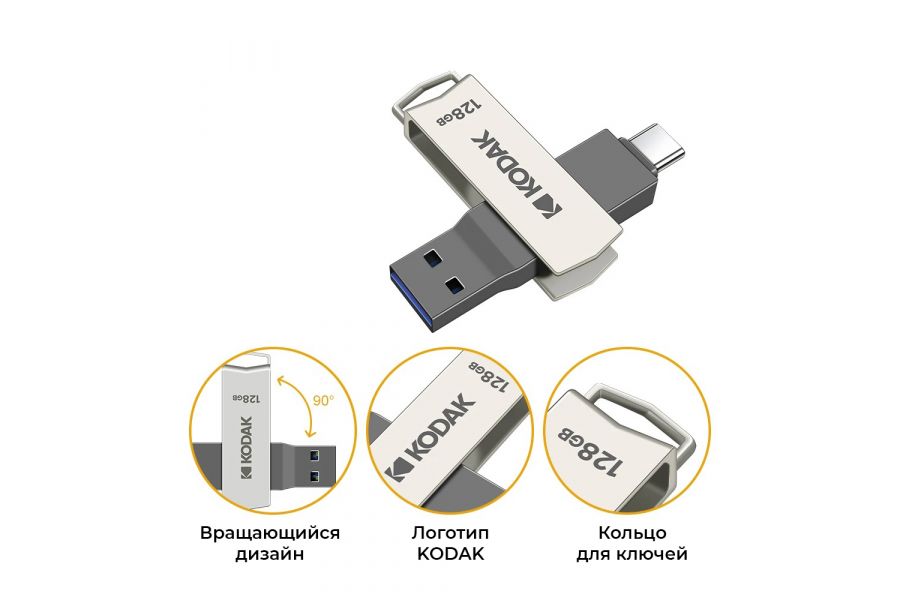 Флеш накопитель KODAK K273 Type-C + USB 3.2 (32 ГБ)