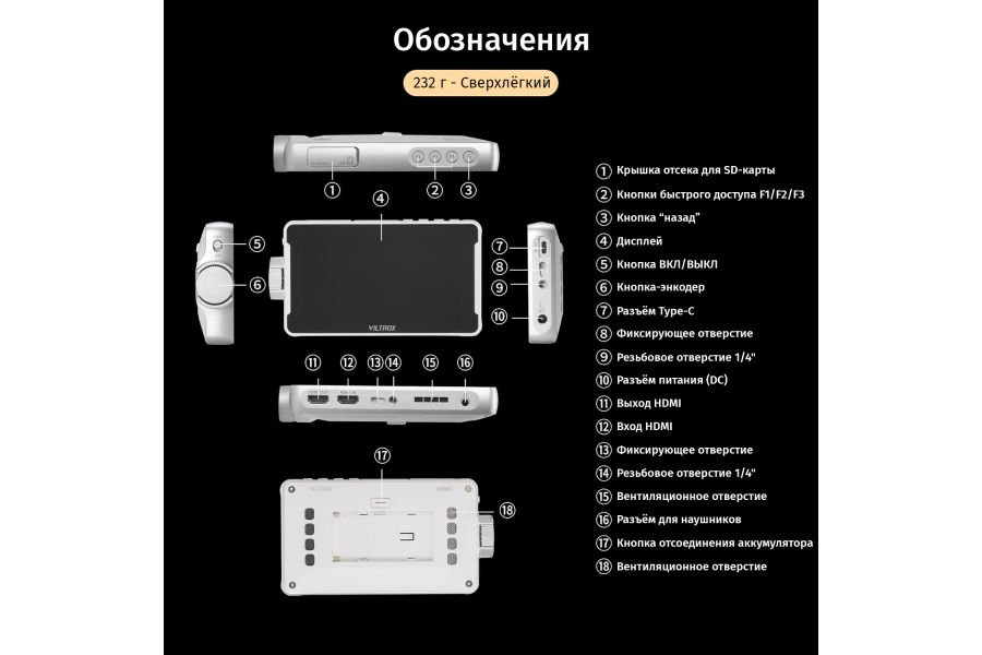 Накамерный монитор Viltrox DC-V1 5.5