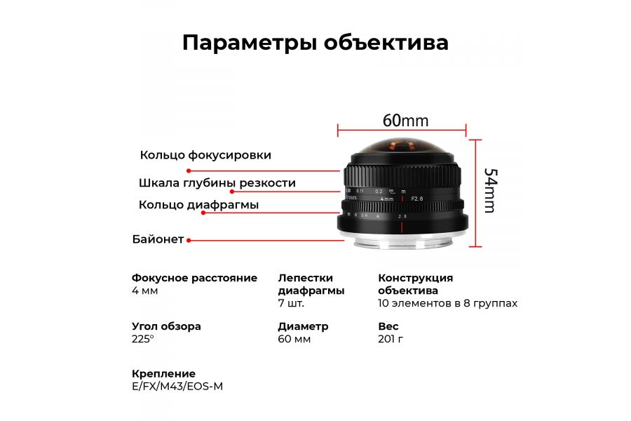 Объектив 7Artisans 4mm f/2.8 Fujifilm X-Mount