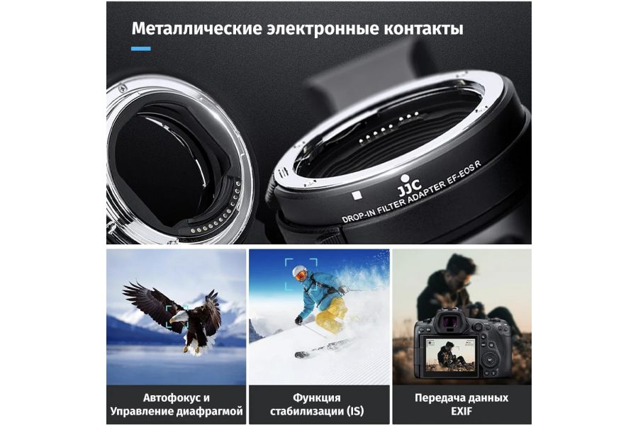 Переходник JJC EF-EOS R с CPL и ND3-500 Drop-In фильтрами, черный
