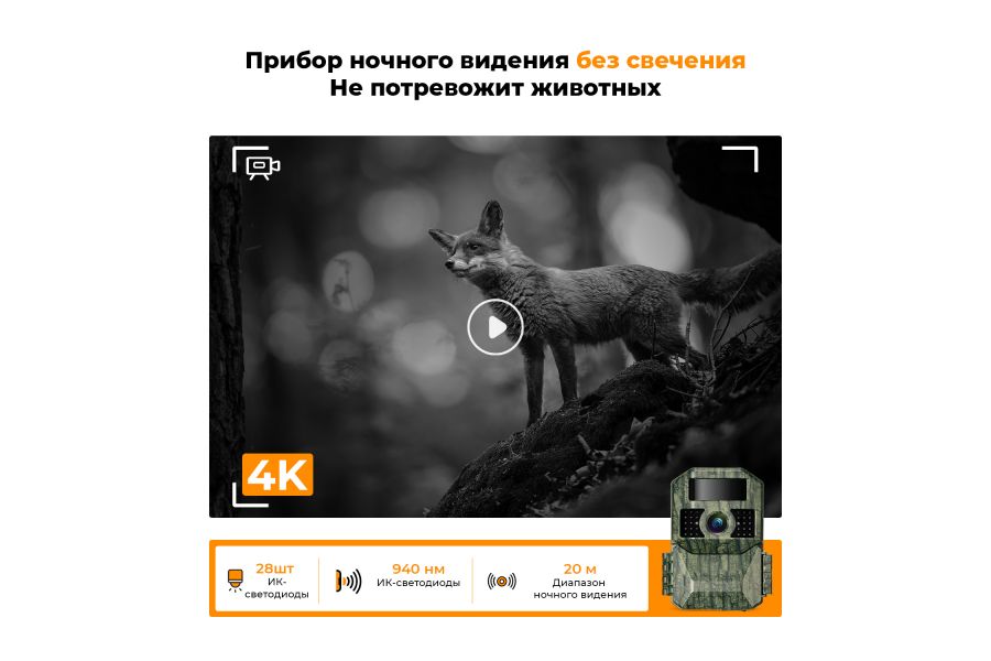 Фотоловушка K&F Concept KF35.156 48MP, 4K + SD карта 64GB