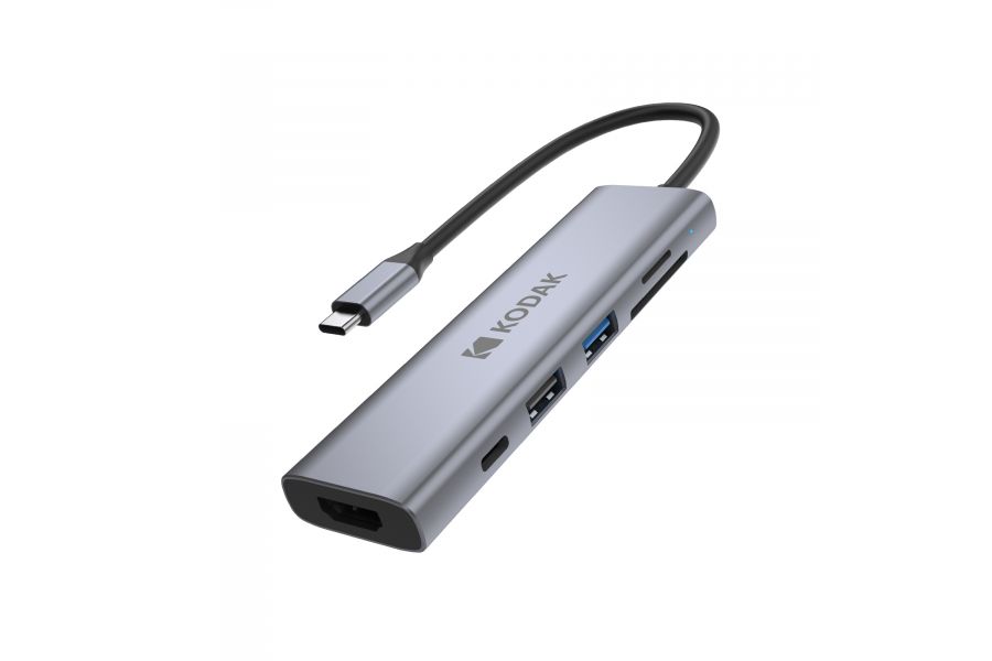 Разветвитель Kodak USB-C Hub (6-IN-1 & PD) T342 компактный, серый