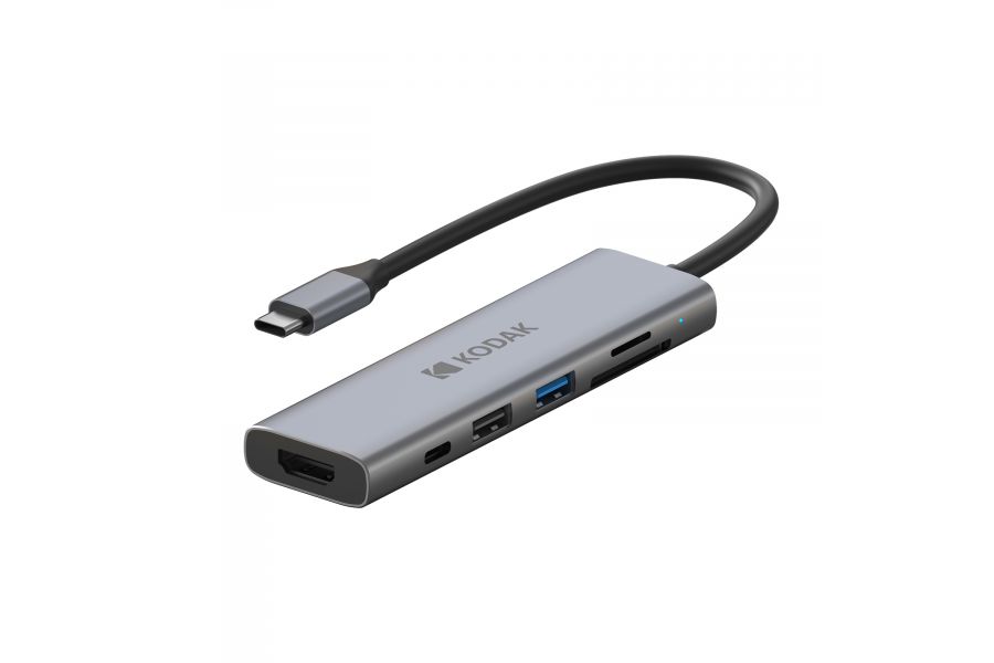 Разветвитель Kodak USB-C Hub (6-IN-1 & PD) T342 компактный, серый
