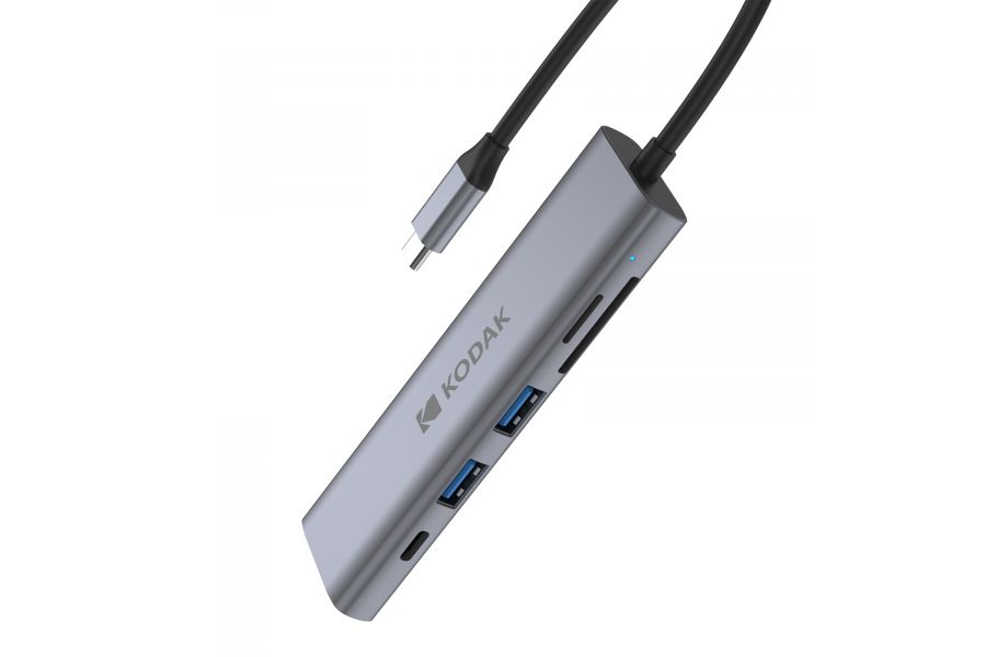 Разветвитель Kodak USB-C Hub (6-IN-1 & PD) T342 компактный, серый