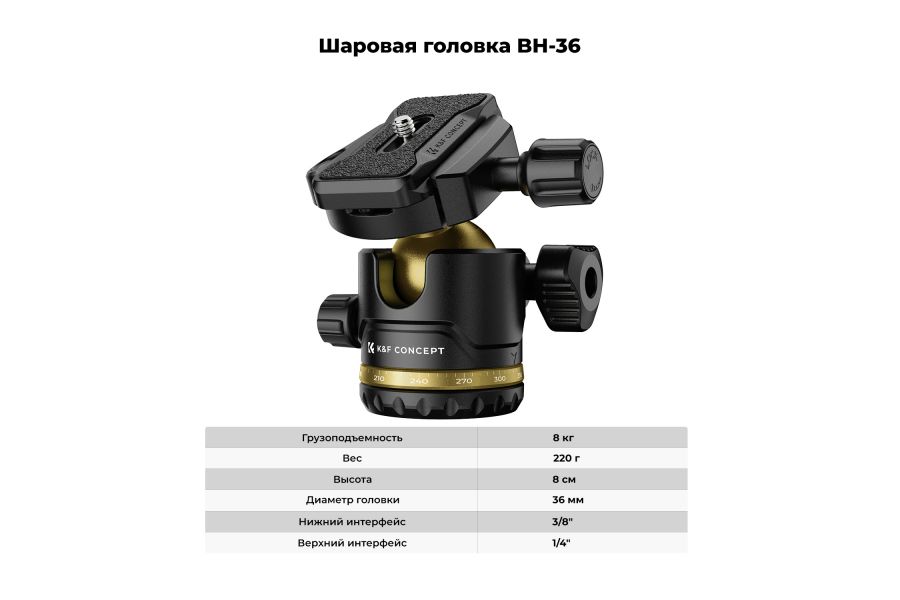 Штатив K&F Concept K234A3 + BH-36 KF09.149