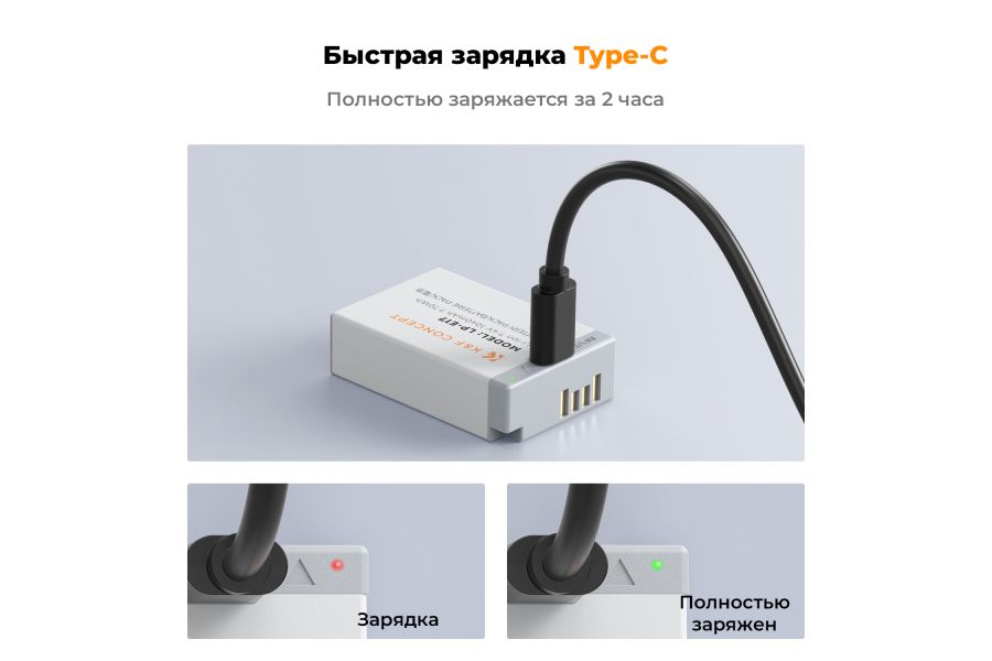 Комплект аккумуляторов K&F Concept LP-E17 Type-C 1040mAh KF28.0049S1