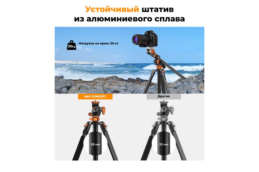 Штатив K&F Concept K254A7 + FH-03 KF09.137