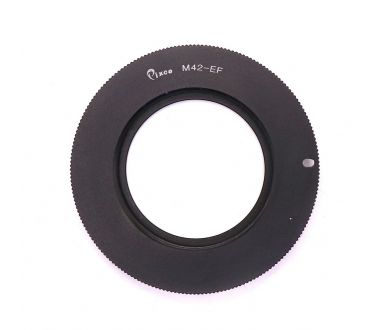 Переходник M42 - Canon EOS black с чипом в упаковке