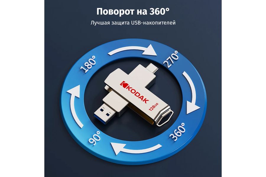 Флеш-накопитель Kodak X203 USB3.2 Type-C+A 128 ГБ