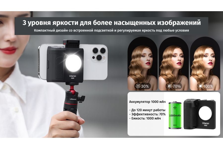 Держатель смартфона Ulanzi CG-02 с подсветкой