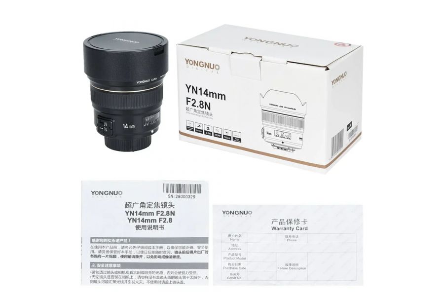 Широкоугольный объектив YongNuo 14mm F2.8 Nikon F, 12 элементов в 9 группах