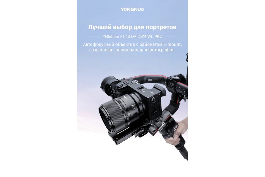 Объектив YongNuo YN56mm F1.4S DA DSM WL Pro Sony E, черный, металл
