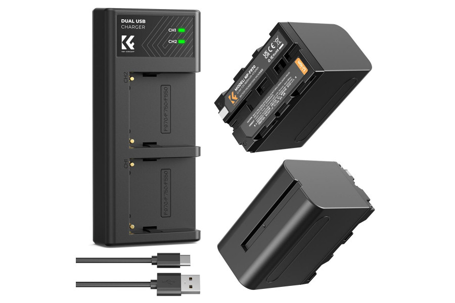 Аккумулятор K&F Concept NP-F970 2 шт с зарядкой