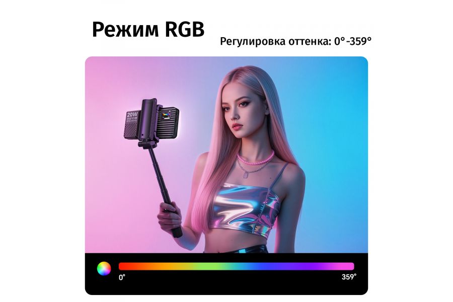 Осветитель Ulanzi K20 RGB 20W 1800K-9000K 3300 мАч