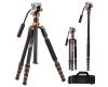 Штатив K&F Concept O255C4 + FH-03 KF09.158 карбоновый, с гидравлической головкой
