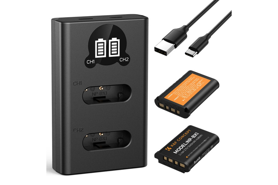 Зарядка и аккумулятор 1240 мАч (2 шт) K&F Concept для Sony NP-BX1