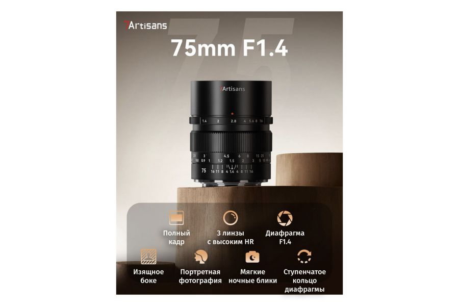 Объектив 7Artisans 75mm F1.4 Full-frame для Canon EOS R