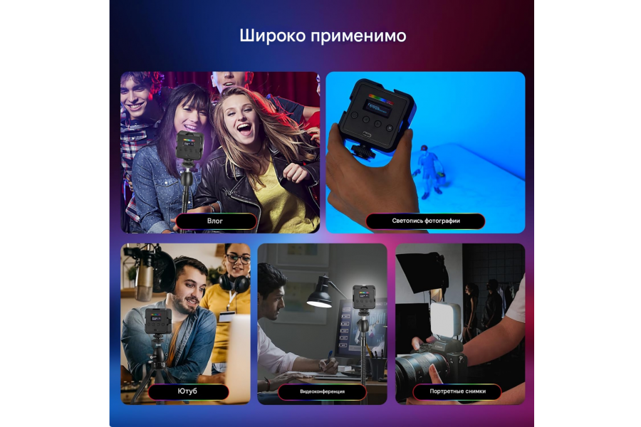 Видеосвет NEEWER RGB61 6W 2000 мАч 7,97x6,6x3 см