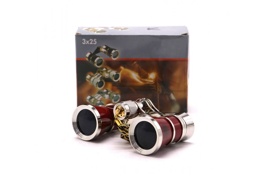Бинокль театральный 3x25 красный в упаковке
