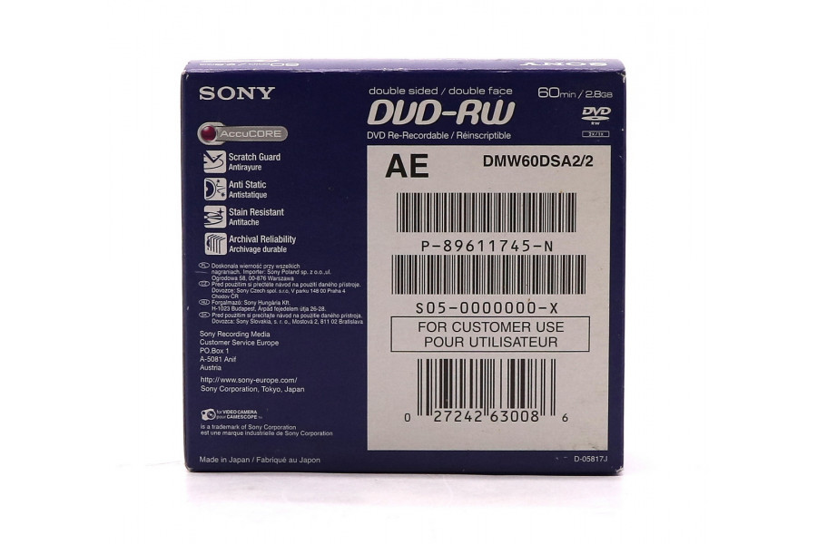 Диск для записи Sony mini DVD-RW 2.8 ГБ