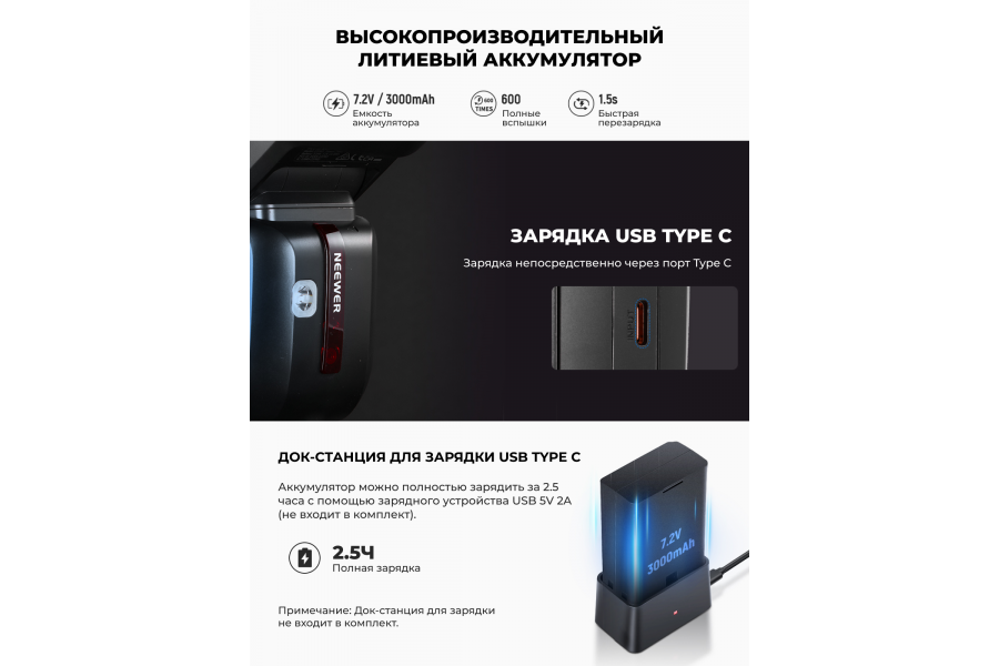 Вспышка NEEWER Z2PRO-C TTL 76 Вт 3000mAh
