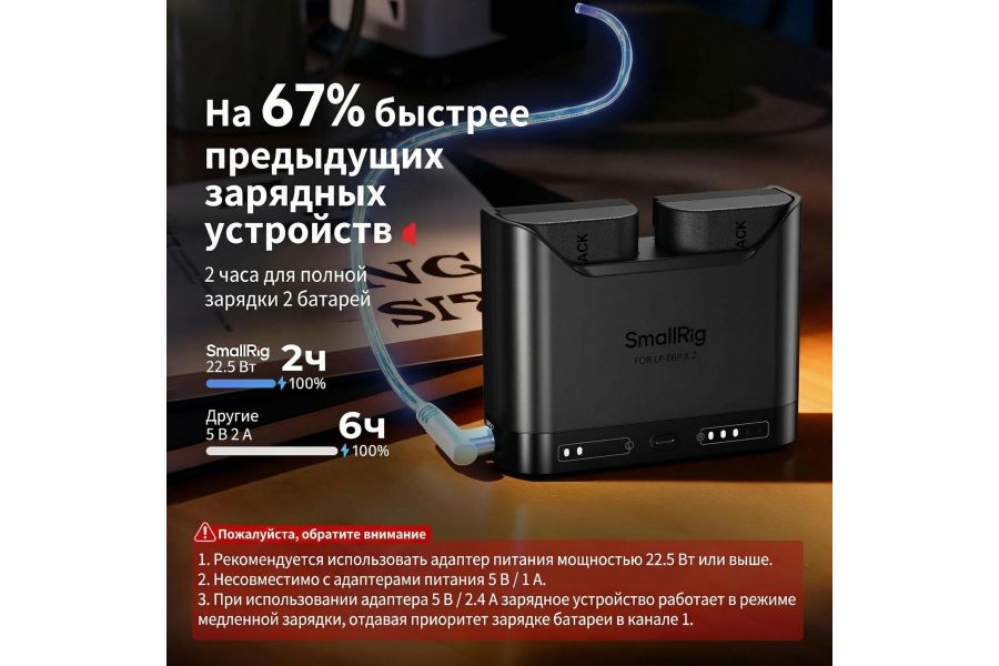 Зарядное устройство + 2 аккумулятора LP-E6P SmallRig 5485
