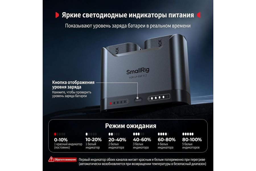 Зарядное устройство + 2 аккумулятора LP-E6P SmallRig 5485