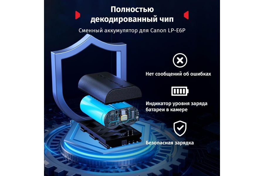 Зарядное устройство + 2 аккумулятора LP-E6P SmallRig 5409