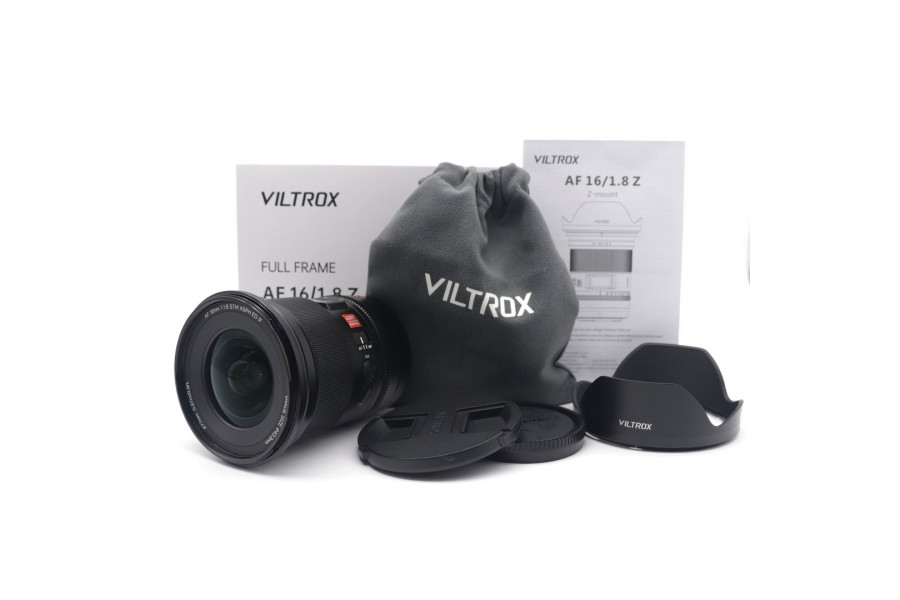 Объектив Viltrox AF 16mm f/1.8 для Nikon Z в упаковке