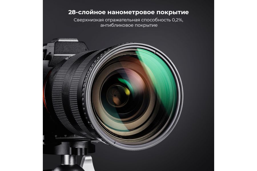 Светофильтр K&F Concept Nano-X None-Cross Variable ND2-ND32 82mm