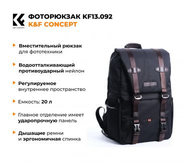 Купить Фоторюкзак K&F Concept Zip 20L KF13.092 (порез) Фоторюкзак K&F Concept Zip 20L KF13.092 (порез)