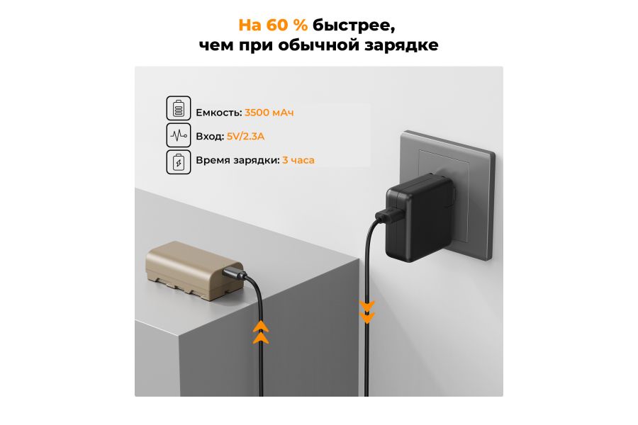 Аккумулятор K&F Concept NP-F550 3500mAh KF28.0035 (Type-C)