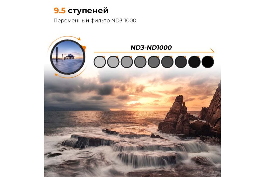 Светофильтр K&F Concept Nano-X HD ND3-1000 72mm