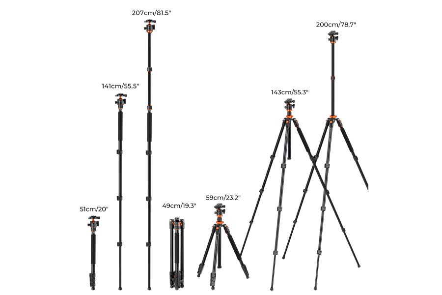 Штатив K&F Concept KF09.087V6 K234A7 + BH-28L с горизонтальной штангой